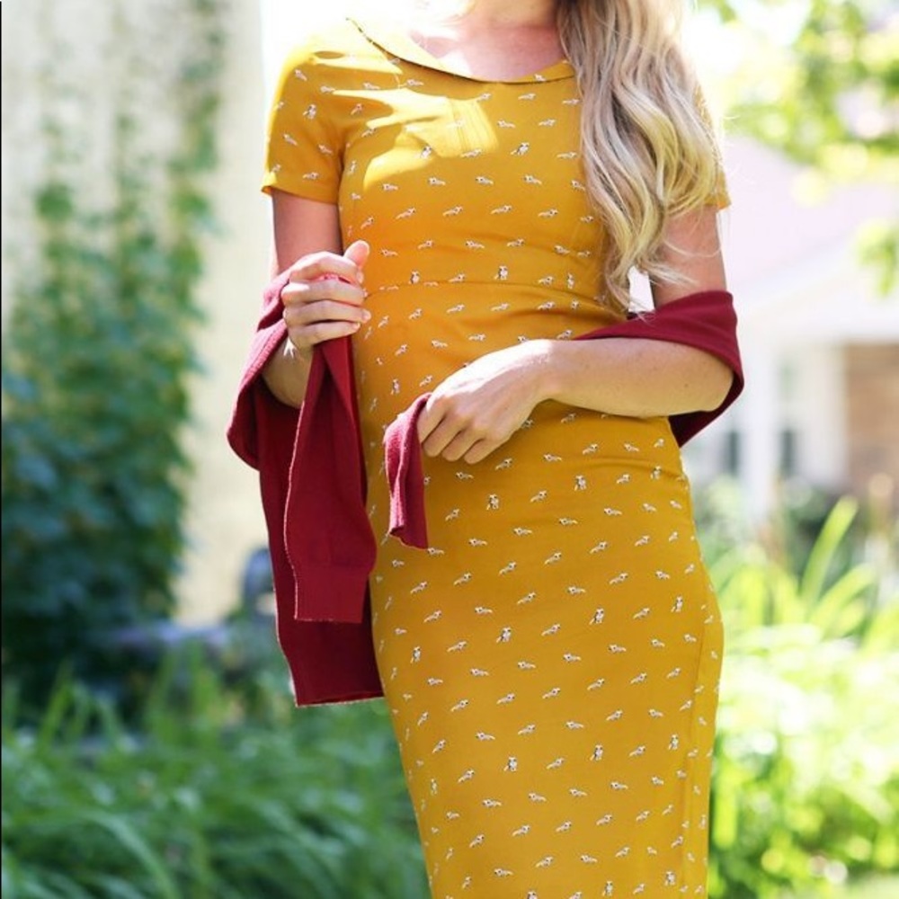 Mustard Raccoon Print Dress